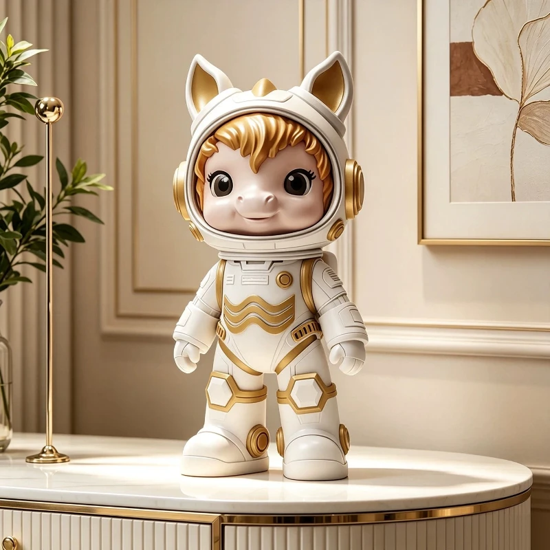Space Horse Astronaut Statue Light Luxury Home Living Room Desktop Decoration Creative Resin Crafts Cartoon Figurines Ornament