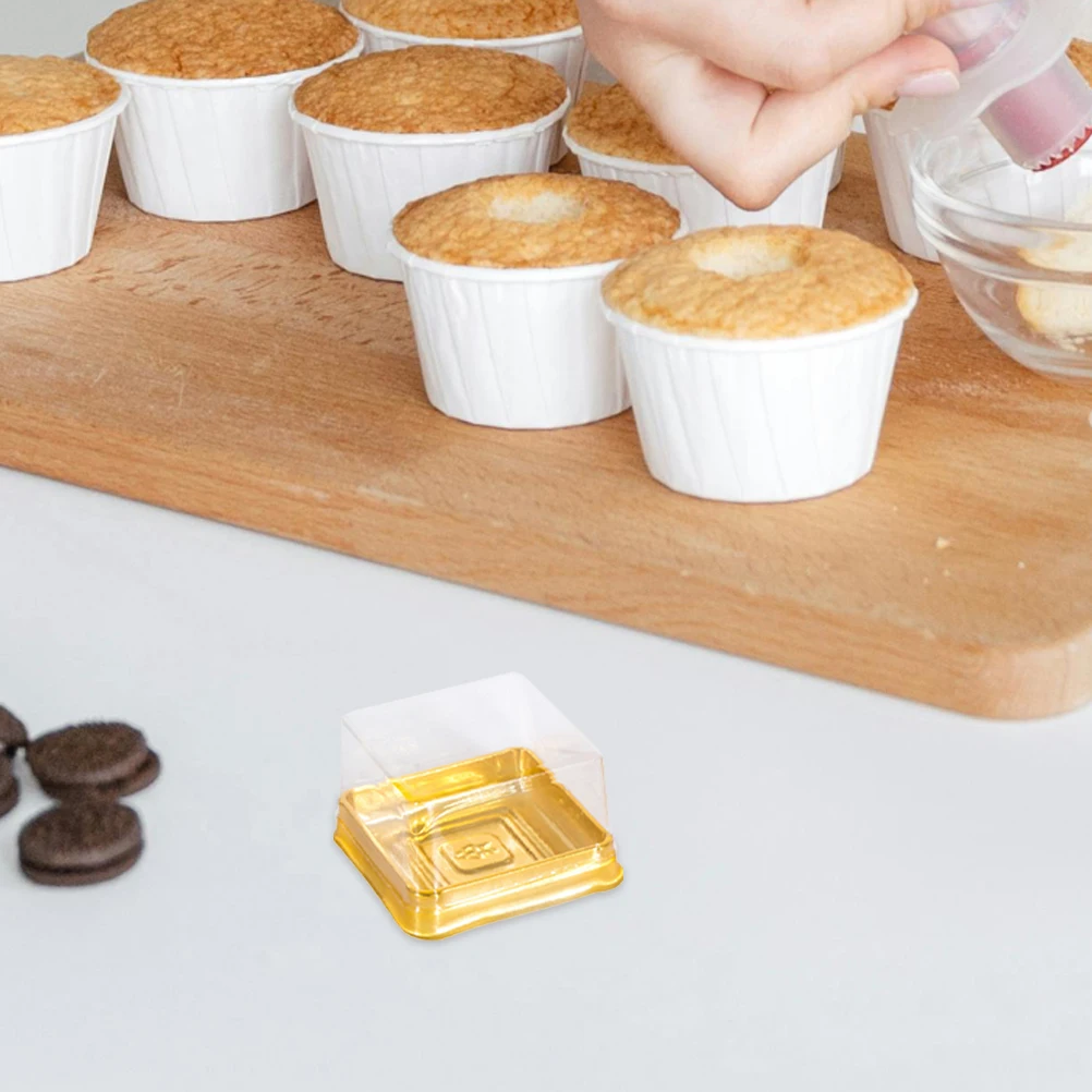 

100pcs 50G -Yolk Puff Box Clear Pet Plastic Moon Cake Storage Container Multipurpose Food Preservation Box For Moon