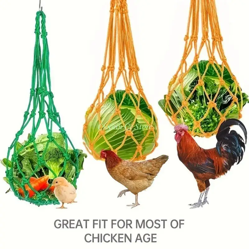 X90F Veggie Feeder Chicken Fruit Forks Vegetable Holder Poultry String Bag