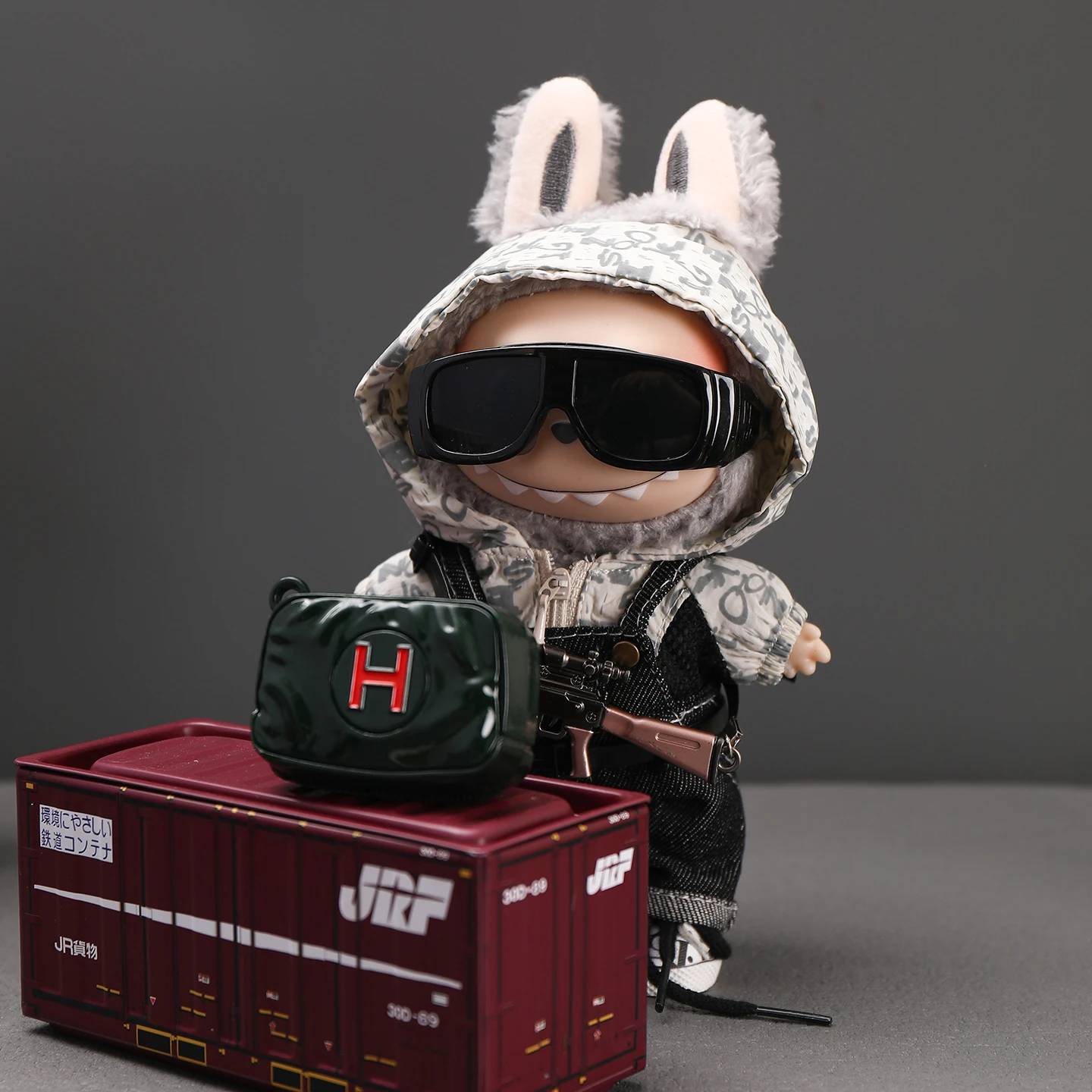 مجموعة تروس تكتيكية بتصميم أصلي على طراز PUBG - ملابس دمى Labubu مقاس 17 سم، ملابس قابلة للاستبدال لوضعية واقفة