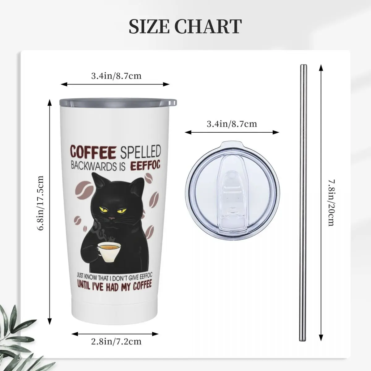 Cat Befor Coffee I Hate Everyone,After Coffee I Feel Good Stainless Steel Tumbler Vacuum  Mugs Thermal Cold Cups Straws With Lid