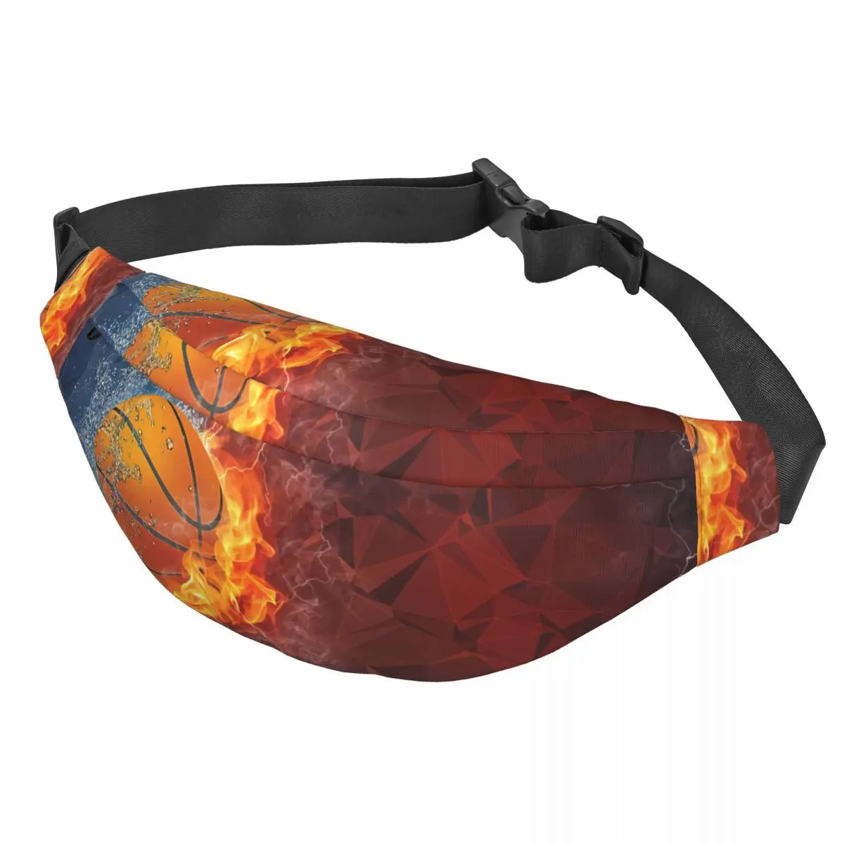 Custom Flaming Basketball Sports Pattern Fanny Pack for Women Men Fashion Sling Crossbody Waist Bag Traveling Phone Money Pouch