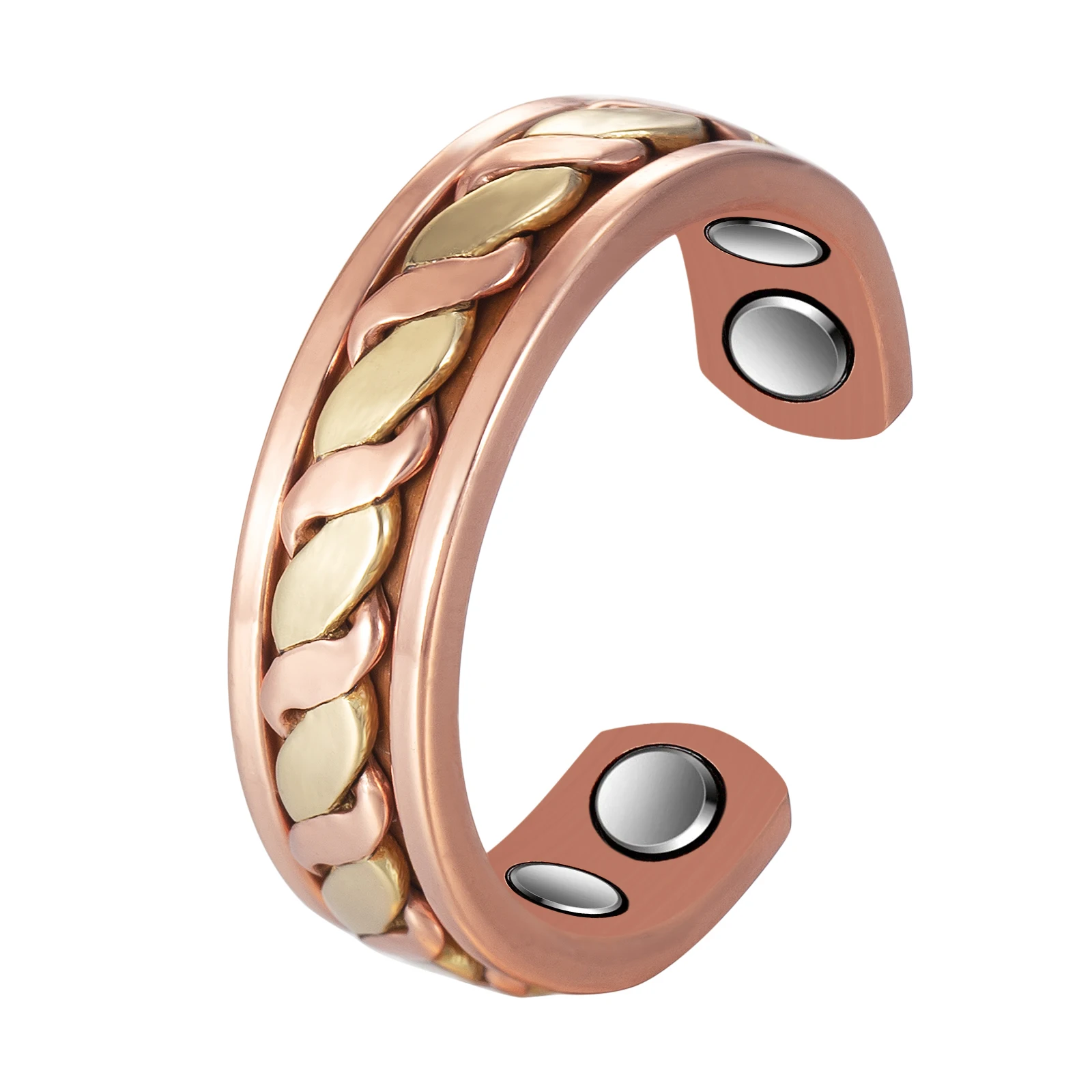 Wollet Copper Magnetic Ring for Women Men, Pure Weaving Copper Ring with Magnet Adjustable Jewelry Gift