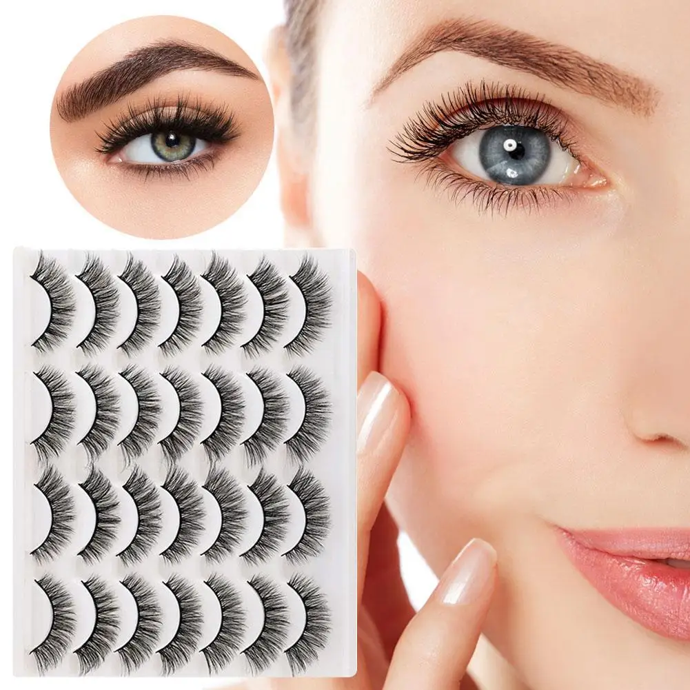 14 Paare heißer Verkauf natürliche lange 3d Nerz Wimpern weiche kurze Faux Cils handgemachte gefälschte Wimpern Make-up-Tool Wimpern verlängerung Maquiagem