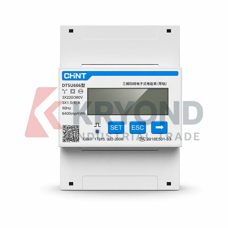CHINT DTSU666 Three Phase Four Wire Smart Energy Meter RS485 Modbus DIN Rail 380V CT Power Monitoring for Industrial Grade Panel