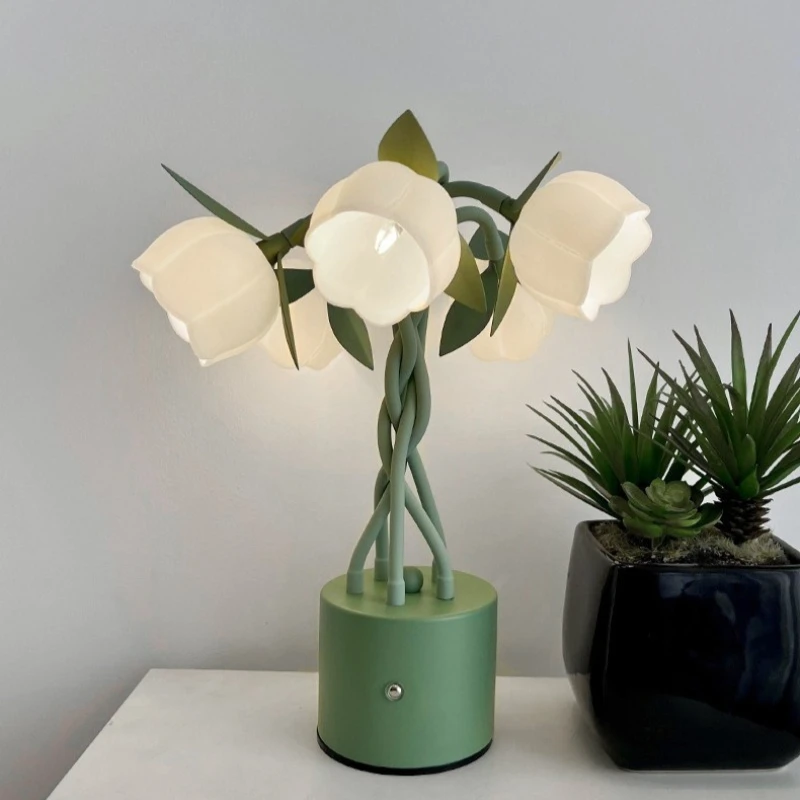 Touch Sensing Lily Valley Lamp Bedroom Desk Lamps Decorative Night Lamps Atmosphere Styling Bedside Lights Home Decorations