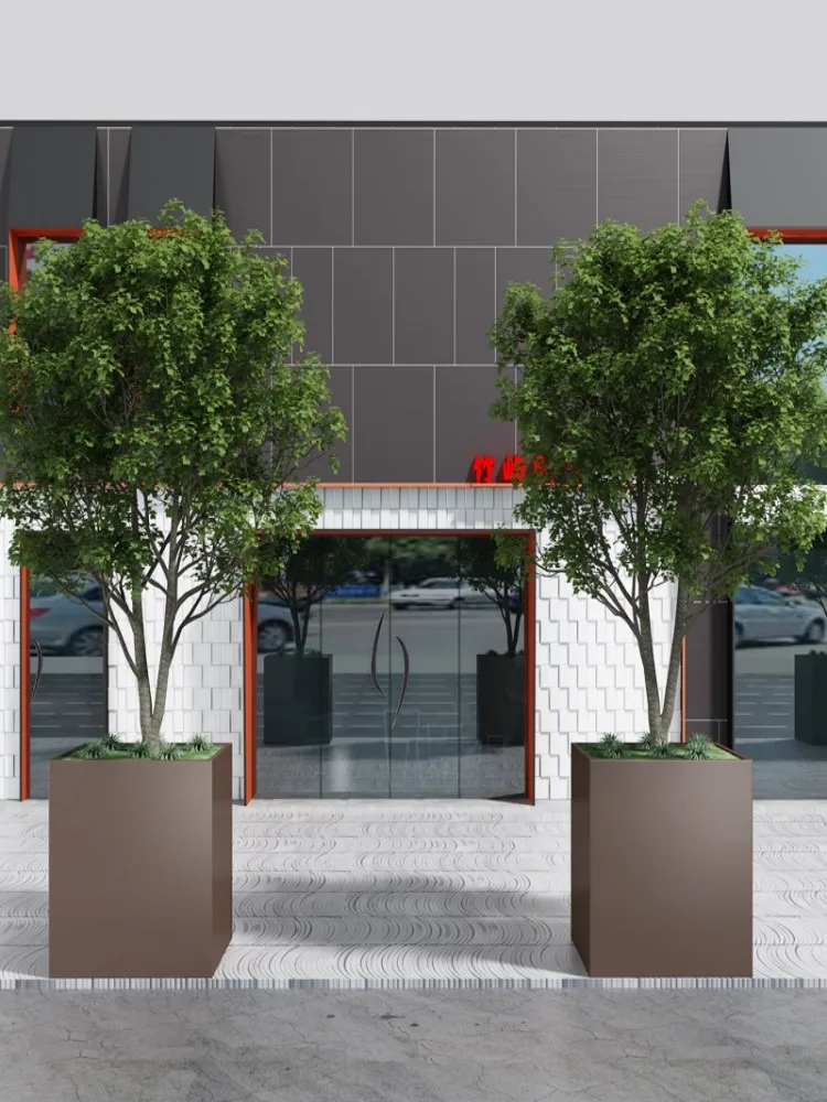 Box Stainless Steel Flower Outdoor Combination Flower Bed Municipal Tree Box Rectangular Flower Trough Finished Flower Stand