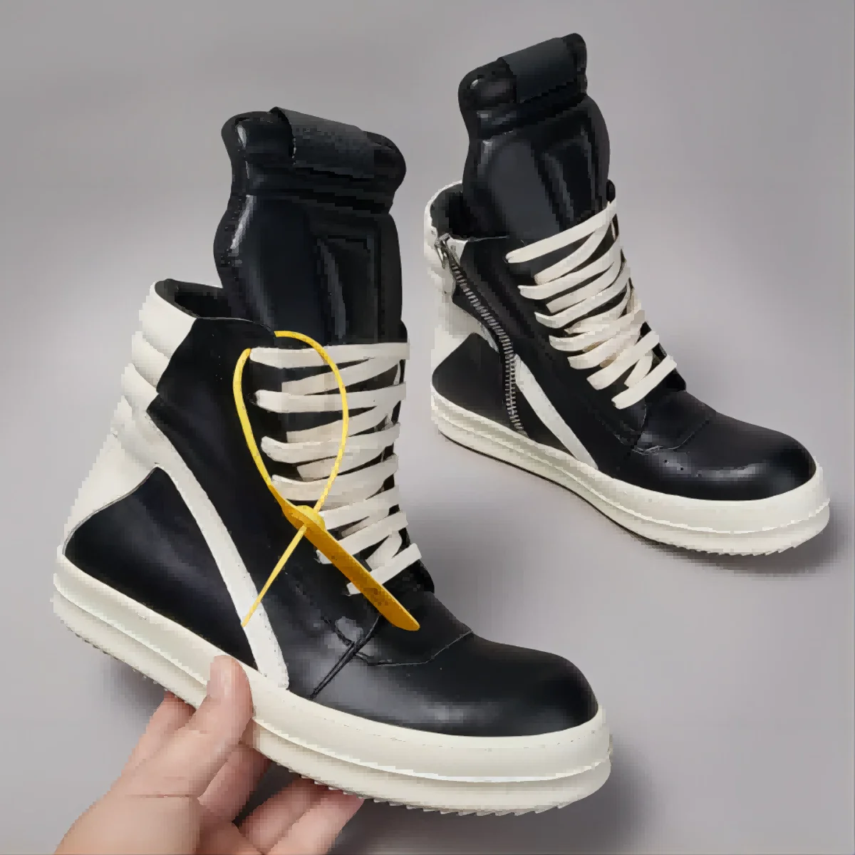 Ricks sapato masculino marca ro sapato de couro preto bota de tornozelo sapato de alta qualidade sapatos casuais bota feminina zíper rendas até sapato sola grossa owens