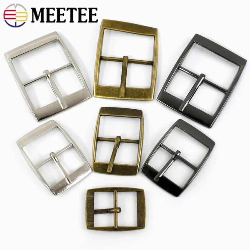 Meetee 10/20Pcs 15/20/25/30mm Metal Pin Buckles Bag Strap Leather Belt Adjust Clasp Webbing Hook Buckle DIY Replace Accessory