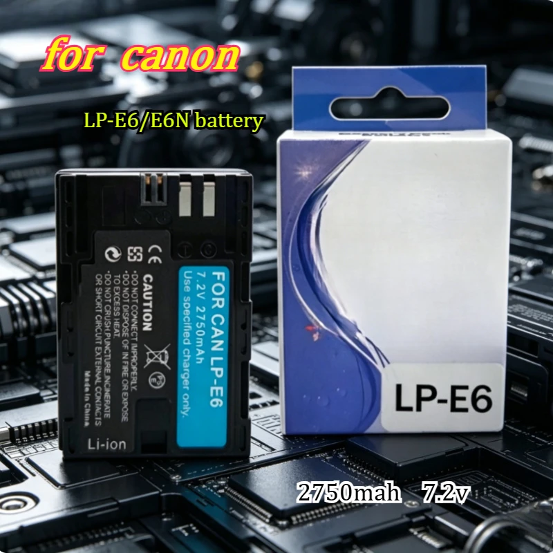 2750mah 7.2v Suitable for Canon LP-E6/E6N Battery 5DMark3 5D4 6D 7D2 80D 90D Multi Model Compatible DSLR Camera Digital Battery