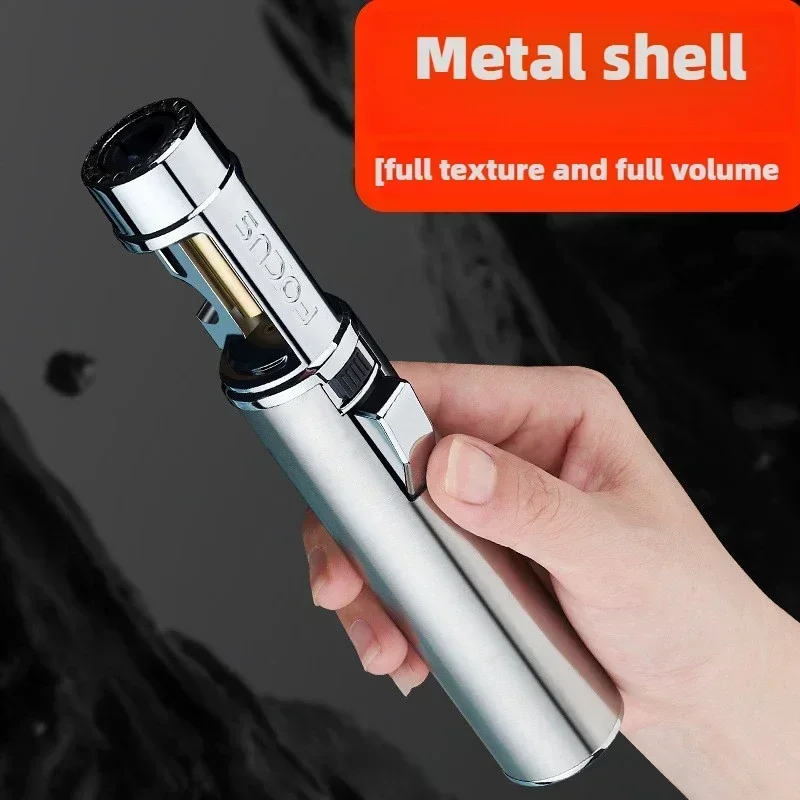 1300° BBQ Kitchen Welding Windproof Powerful Gun Lighter Refillable Metal Butane Gas Turbine Blue Flame Jet Torch Lighter