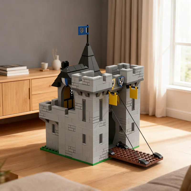 593pcs MOC Castle Black Falcons Black Falcon’s Fortress Model Building Blocks Christmas Gift Brick Collection Birthday Display