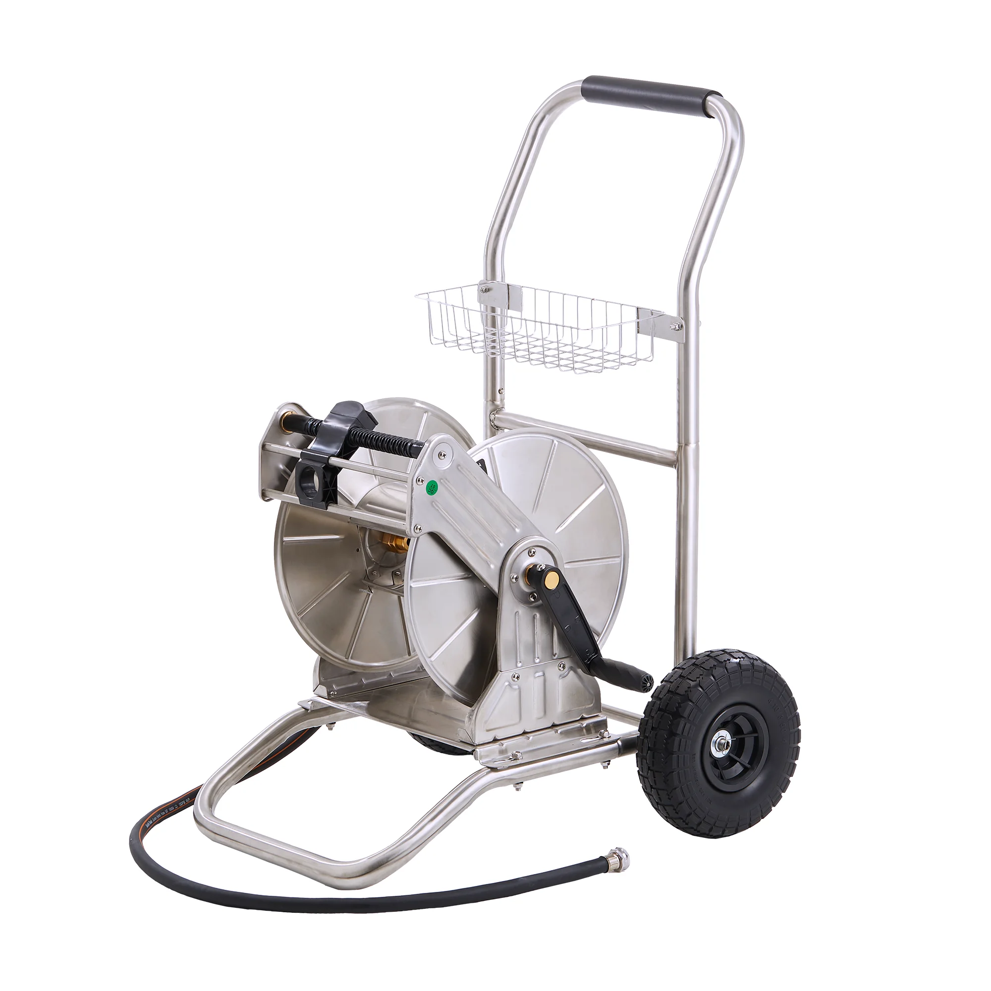 

Giraffe Tools Garden Hose Reel Cart with Wheels, Stainless Steel Heavy Duty Water Hose Reel Cart, 200 ft of 1/2 Capacity