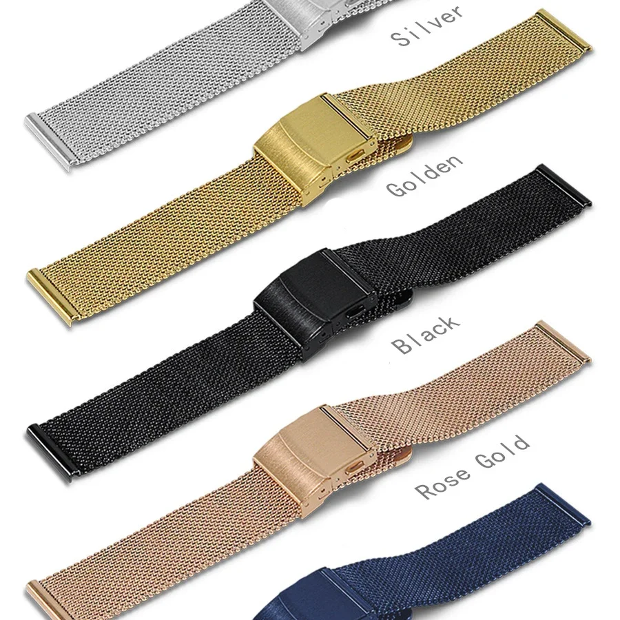 Stainless Steel Mesh Watch Band for Mens Women Quick Release Milanese Loop Mesh Watch Straps 12mm 14mm 16mm 18mm 20mm 22mm 24mm