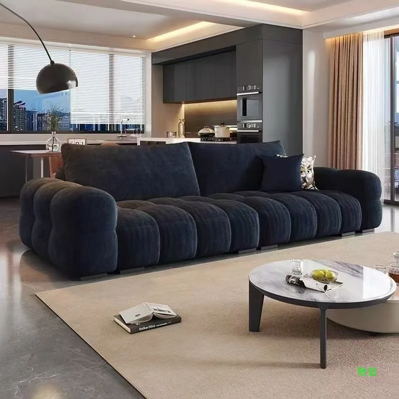 Cream wind simple fabric sofa chenille velvet puff sofa small apartment white soft sofa