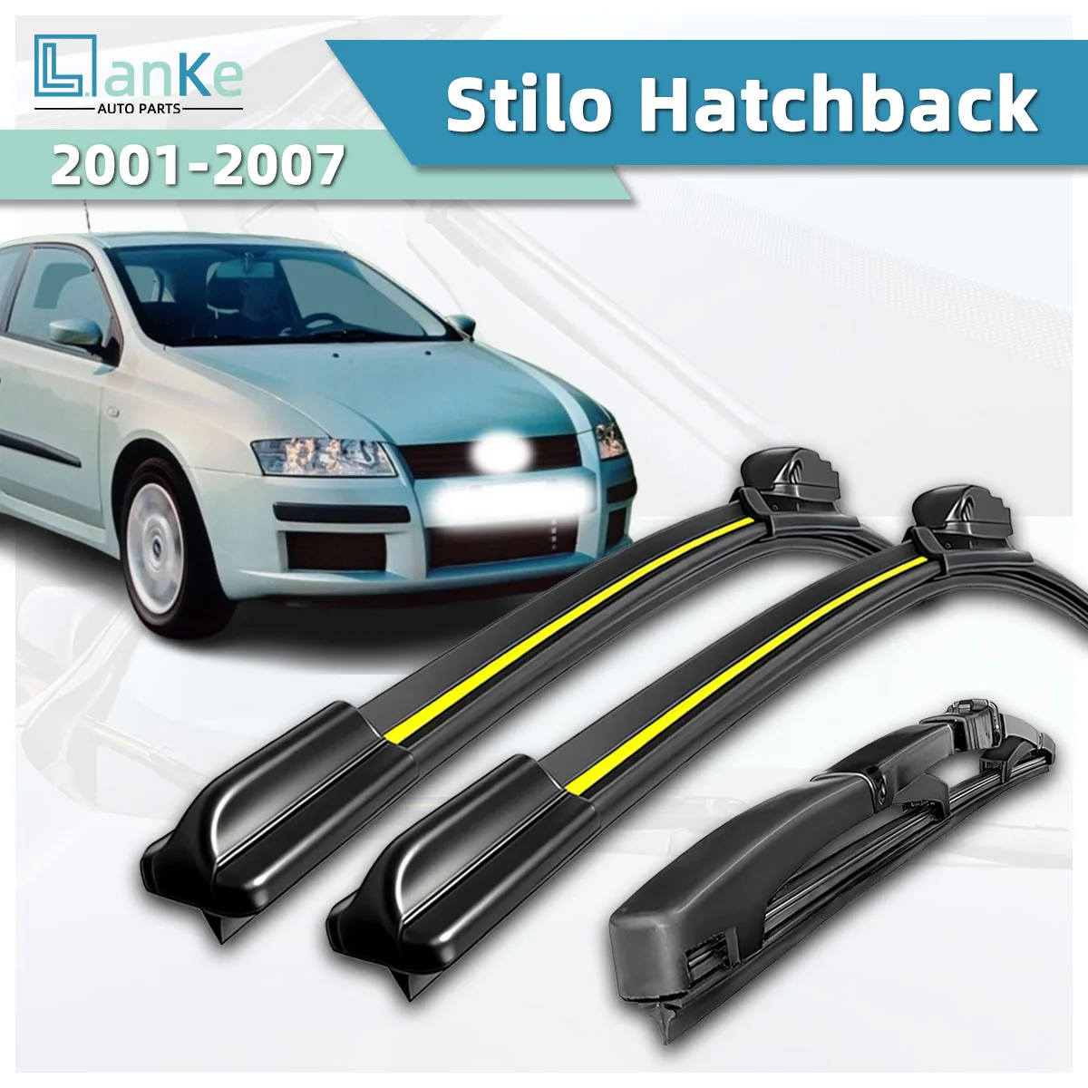 Geeignet für Fiat Stilo Schrägheck (2001-2007) Auto-Scheibenwischer Allwettertaugliche Hochleistungs-Langlebige Frontscheibenwischer Bidirektionale Scheibenwischer
