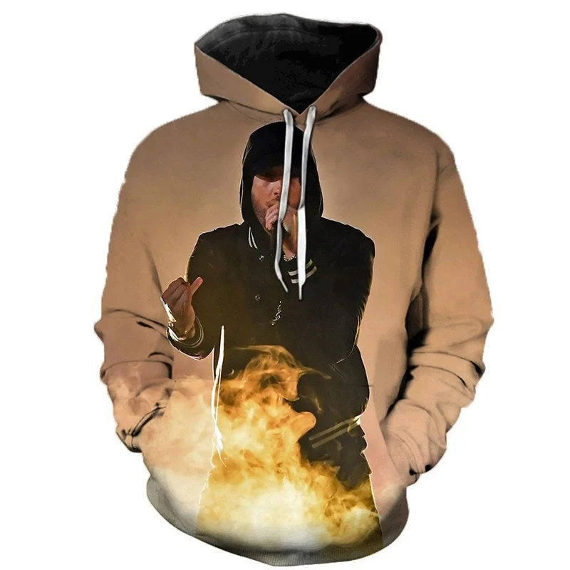 Rapçi 3D baskılı Eminem Hoodies Hip Hop uzun kollu tişörtü erkekler kadınlar için Hoodie sonbahar kapüşonlu moda kazaklar