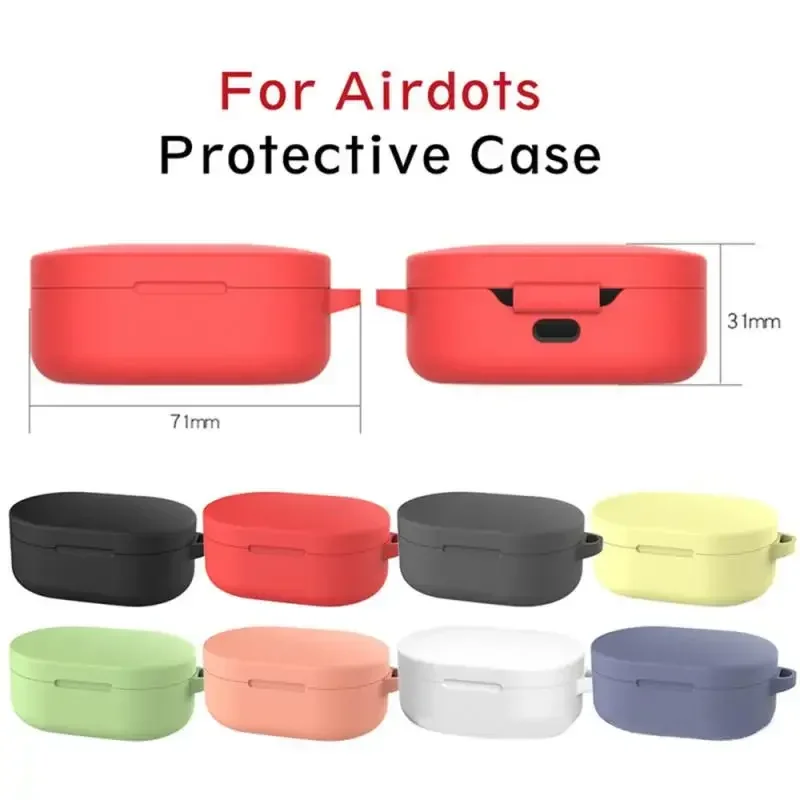 Silicone For Redmi Airdots Case Protective Cover With Hook For Xiaomi Mi Redmi AirDots 2 Cover Earphone Wireless Charging Box