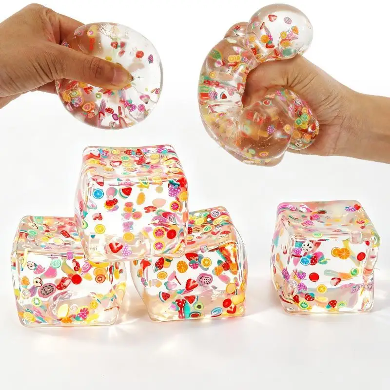 1/2Pcs Soft Fruit Shaped Square Maltose Squeeze Toy Stress Relief Venting Tool for Autism ADHD Kids Adults