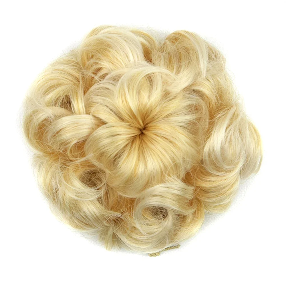 Soowee Synthetic Hair Scrunchies Curly Hair Chignon Rubber Band Hair Bun Donut Hair Roller Hairpieces for Women