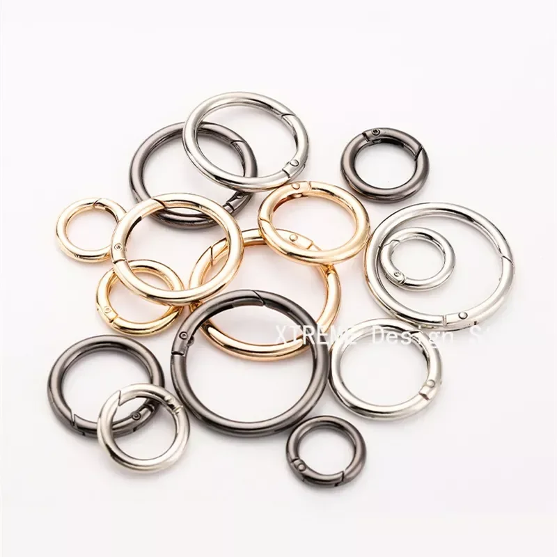 1pc Metal O Ring Spring Clasps Openable Round Carabiner Keychain Bag Clips Hook Dog Chain Buckles Connector For DIY Jewelry