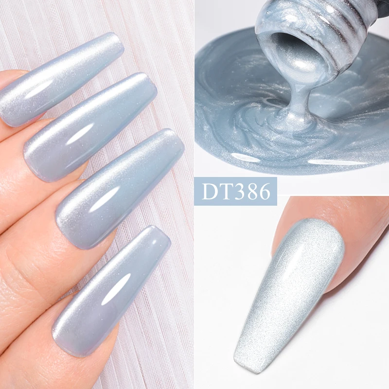 MEET ACROSS Pink Moonlight Reflective Gel Nail Polish Silver Spar Cat Magnetic Gel Nail Art Soak Off UV Semi-Permanant Varnish