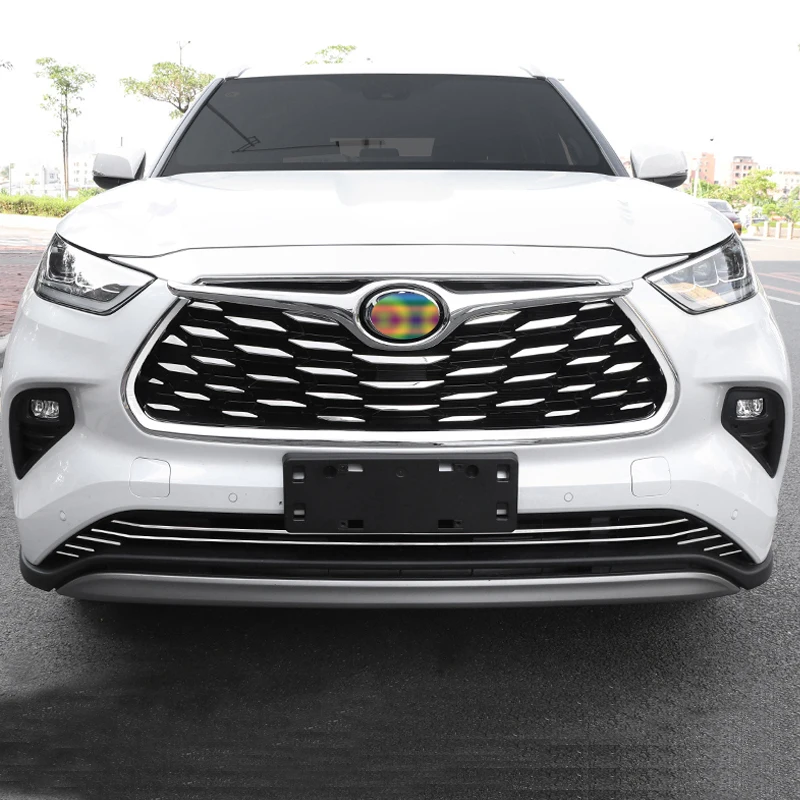 Car Front Grille Decoration Patch Net All Star Paste For Toyota Highlander XU70 2023 2021 2022 Car Styling Exterior Accessories