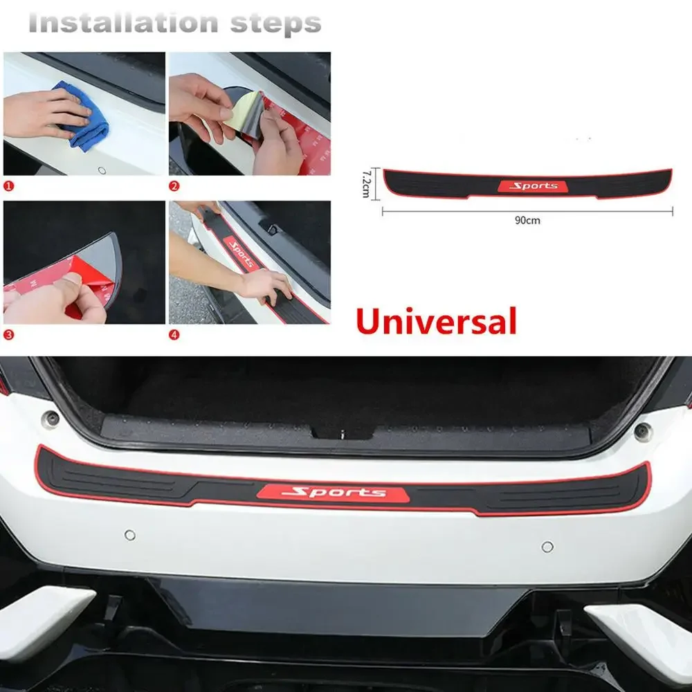 

Car Bumper Pedal Guard Scratch Protection Bar Styling Trunk Door Sill Protector Rubber Strip Sticker 90CM Universal Auto Rear