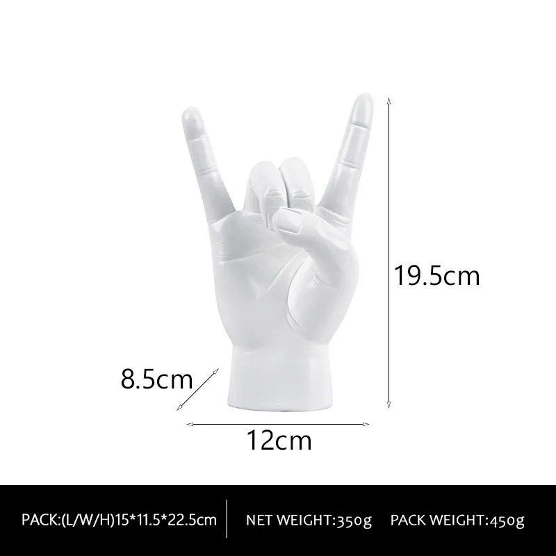 20cm Graffiti Rock on Hand Gesture Statue Modern Pop Art Figurine for Band Room Bookshelf Desktop Living Room Home Decor