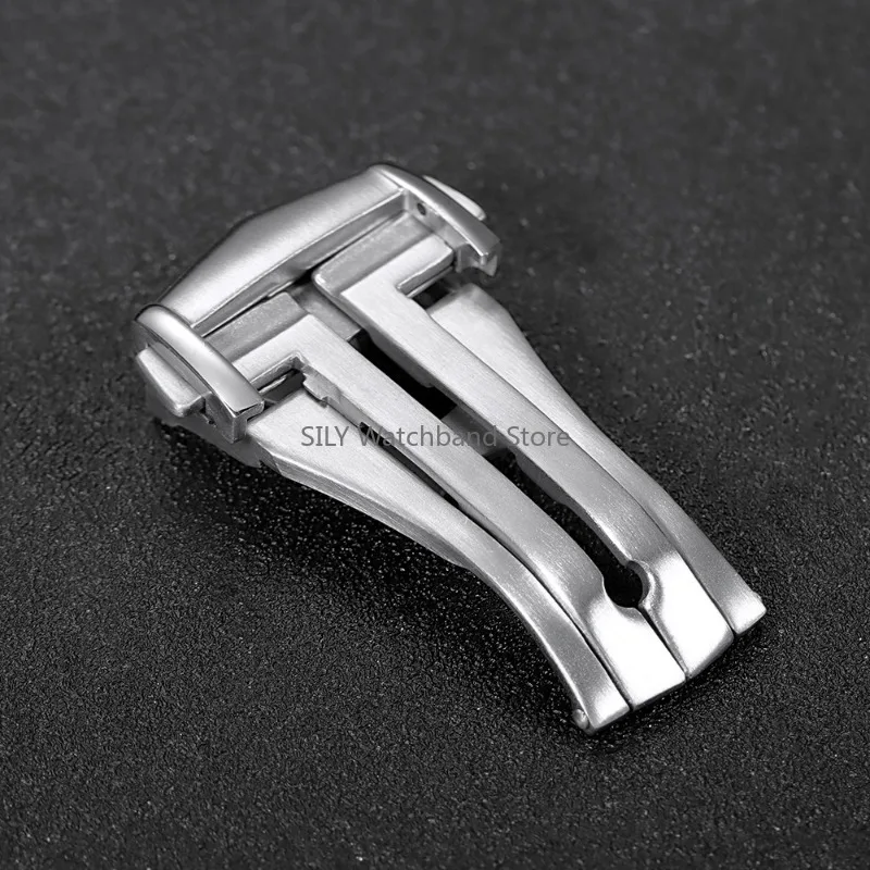 Double Press Folding Buckle 18mm 20mm Matte Deployment Clasps Brushed Stainless Steel Watch Buckles Butterfly Button Accessories
