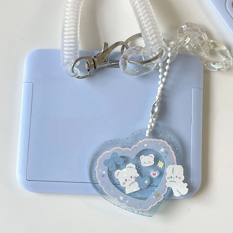 INS Milk Blue Photocard Holder Credit ID Bank Card Photo Display Holder Idol Postcard Card Protective Case with Pendant