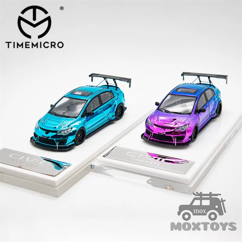 Time Micro 1:64 Civic Electroplated blue / purple blue Limited999 Diecast Model Car