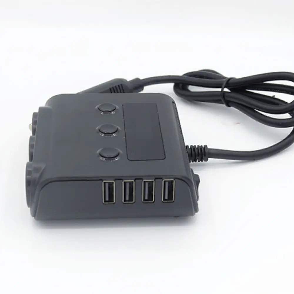 Vehicle Lighter Extender 7 In 1 Charger Adapter For Mobile Phone Tablet Power Splitter 120W Independent Switch LED Display