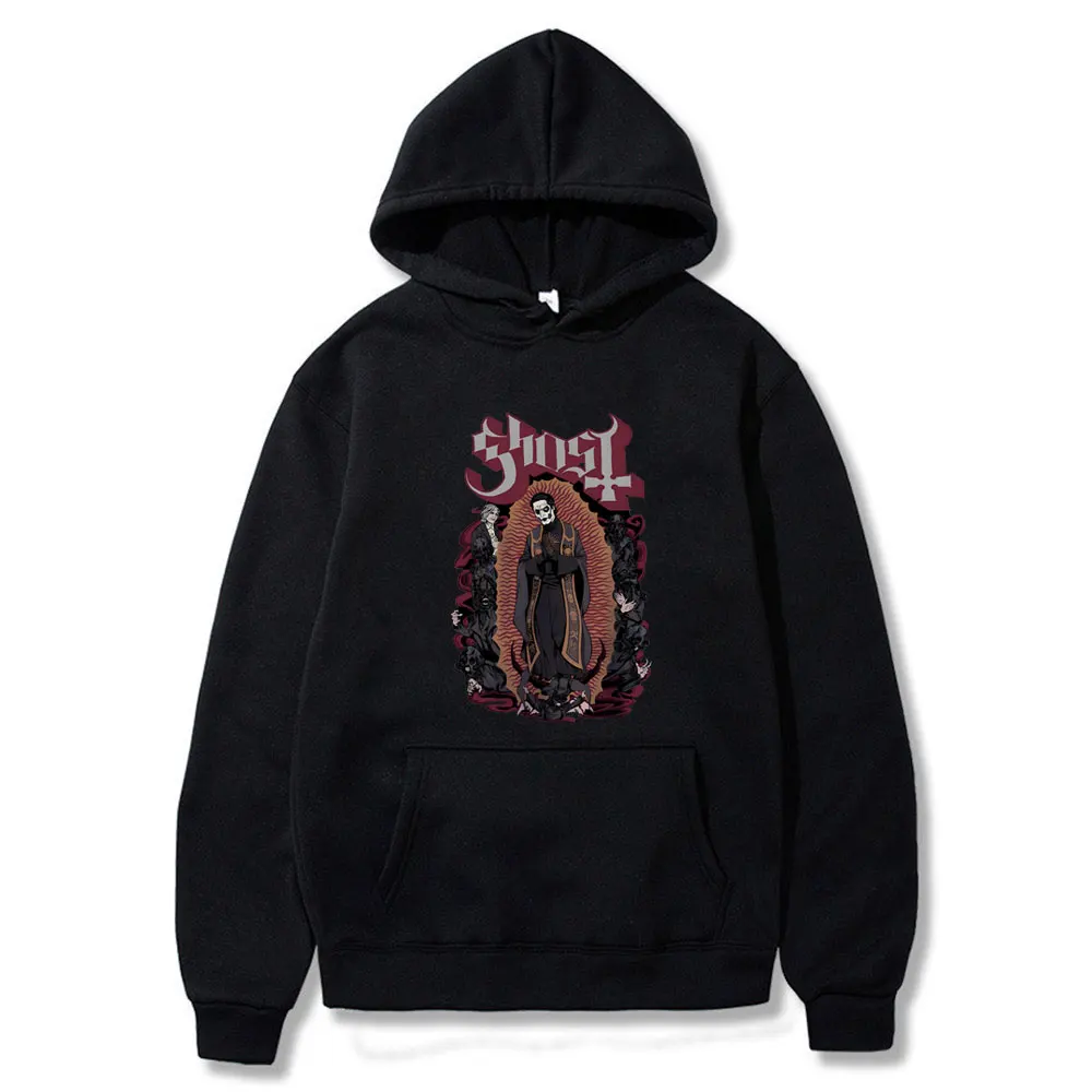 Rock Ghost Band Graphic Hoodie Male Cotton Oversized Hoodies Men Women Vintage Gothic Metal Rock Hooded Sweatshirt Streetwear