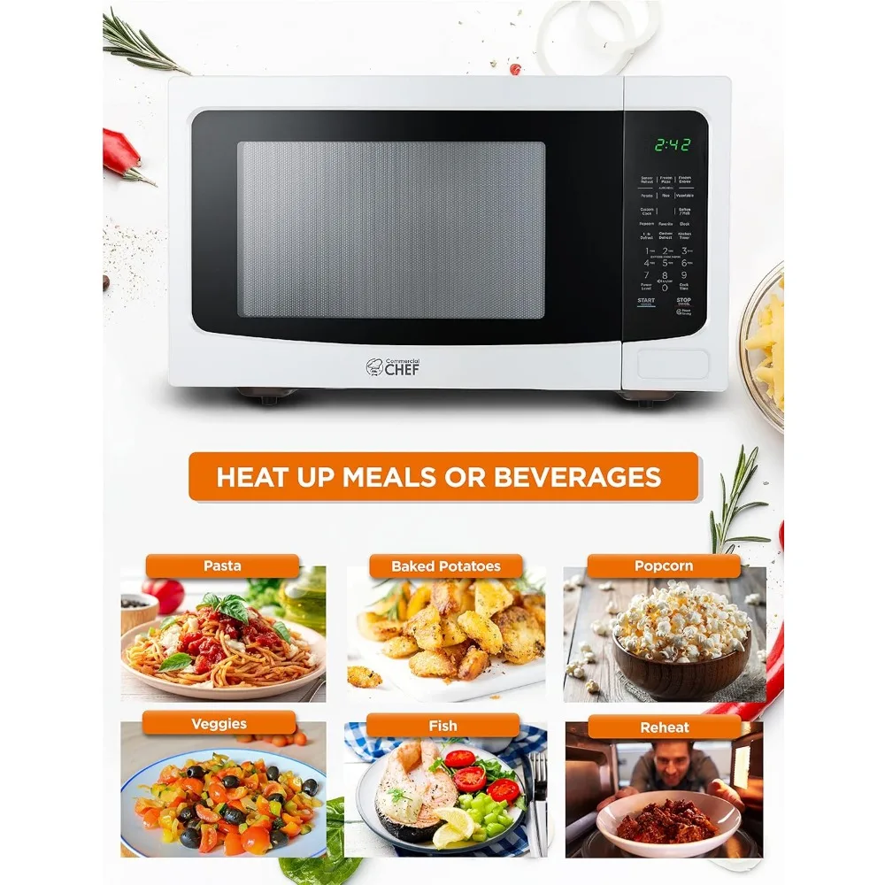 1.6 Cubic Foot Microwave,Push Button Child Safety Lock,1100W Microwave with Digital Control Panels,Countertop Microwave&Timer