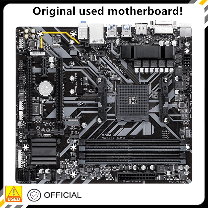 

For B450 B450M DS3H Motherboard Socket AM4 For AMD B450 DDR4 USB3.0 SATA3 Original Desktop Mainboard Used Mainboard