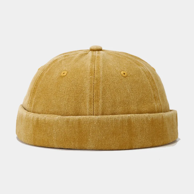 Einfarbig Gewaschen Docker Beanie Brimless Cap Mode Hip Hop Männer Schädeldecke Einfarbig Manschette Docker Fischer Mützen Straße Hüte – Detail 11