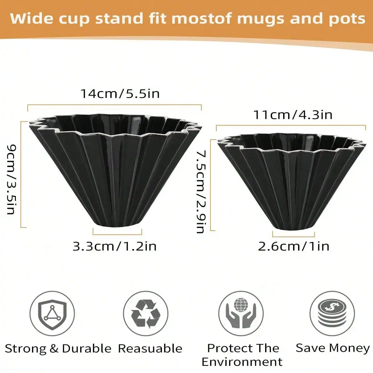 Leeseph Ceramic Coffee Filter, Origami Cone Style Pour Over Coffee Dripper Reusable Hand Brewed Coffee Filter for Home Cafe