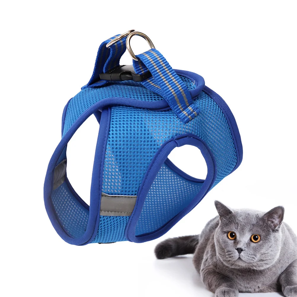 

Blue Size S Pet Harness Breathable Lightweight Vest Type Chest Strap Comfortable Protective Cat Harness Pet Chest Strap