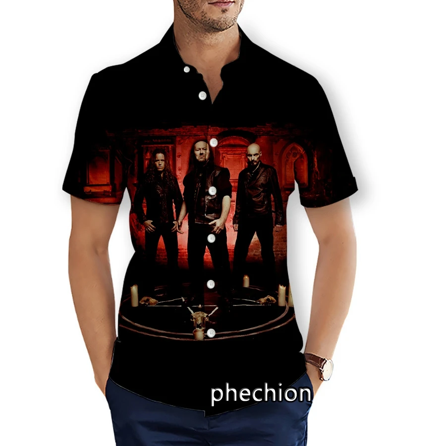 phechion Mens Short Sleeve Beach Shirts Venom Band 3D Print Casual Shirts Fashion Streetwear Men Tops X246