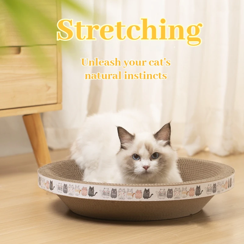 Corrugated Cat Scratching Post with Catnip Wear-resistant and Scratch-resistant Cat Bed Scratcher Sofa Protector Cats Furniture