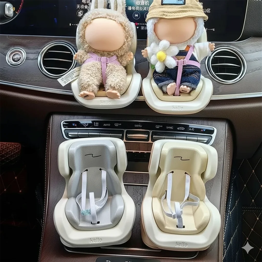For Labubu Car Seat Second Generation Sitting Party Safety Seat Air Outlet Accessories Car dollar storage Gift for Labubu Fan