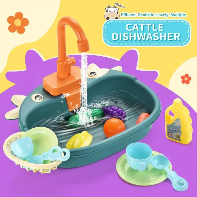 Kitchen Sink Toys Sink Kitchen Playset Toys Reusable Play Kitchen Toy Accessories Cookware Food Toy For Kids Boys Children