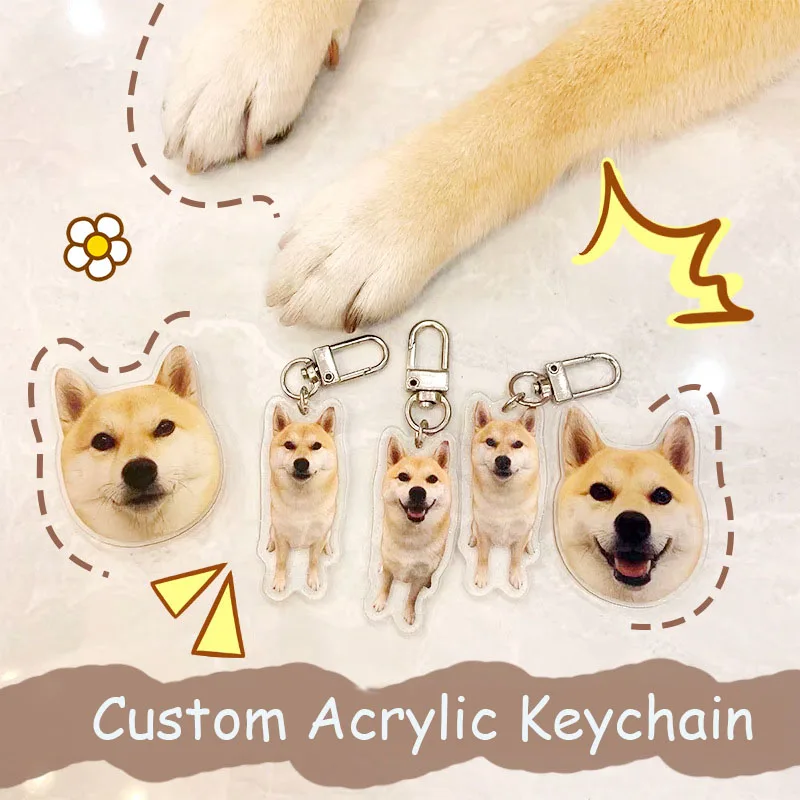 

Acrylic Phototag Custom Picture Keychain Personalized Animal Dog Cat Photo Keyring Gifts llaveros for Couples Family Friends