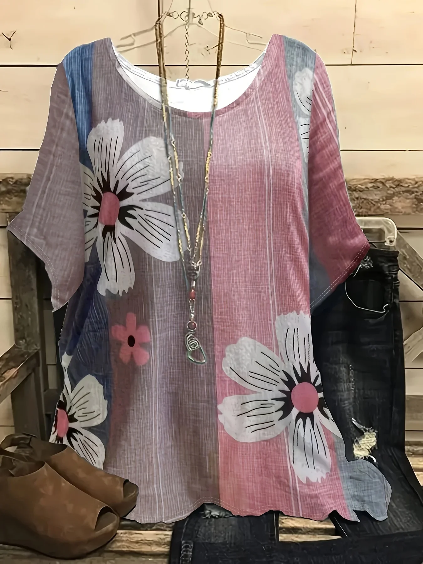 

Plus Size 1XL-5XL Women's Spring Summer Fashion Printed Round Neck Short Sleeved Tops T-shirt Women Casual Tops Clothing