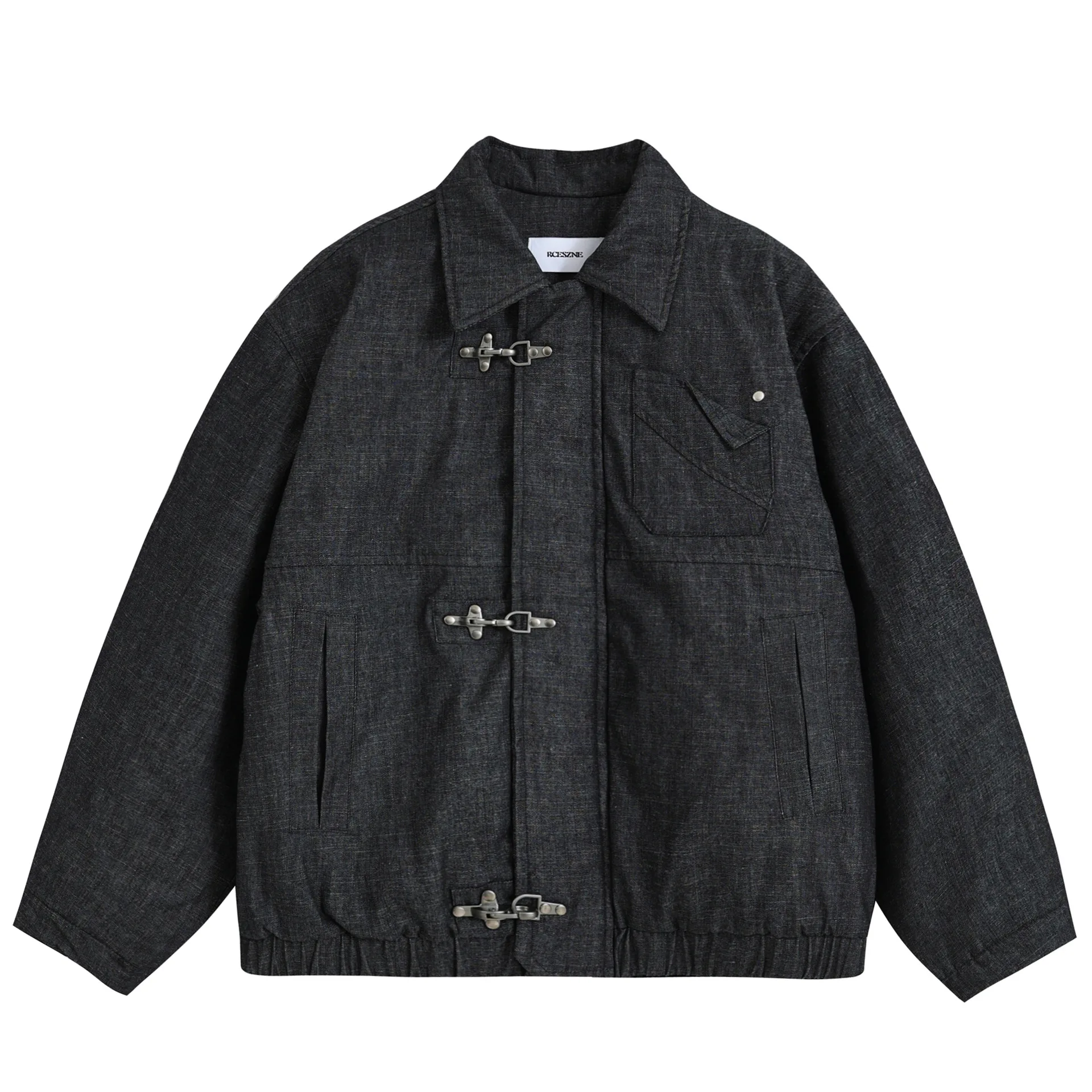 

Winter New Chinese Style Japanese Retro Airplane Button Denim Workwear Jacket For Men And Women Loose Thickened Warm Cotton Coat