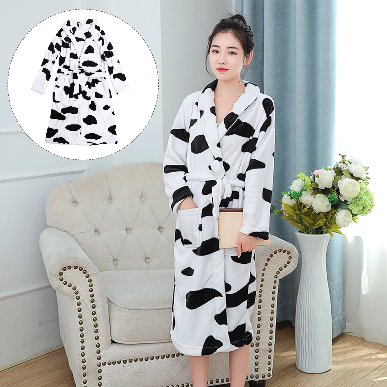 

1pc Coral For Women Girls Long Sleeve Nightgown Coral Fleece Pajamas Warm Pajamas Bathrobe Stylish Durable