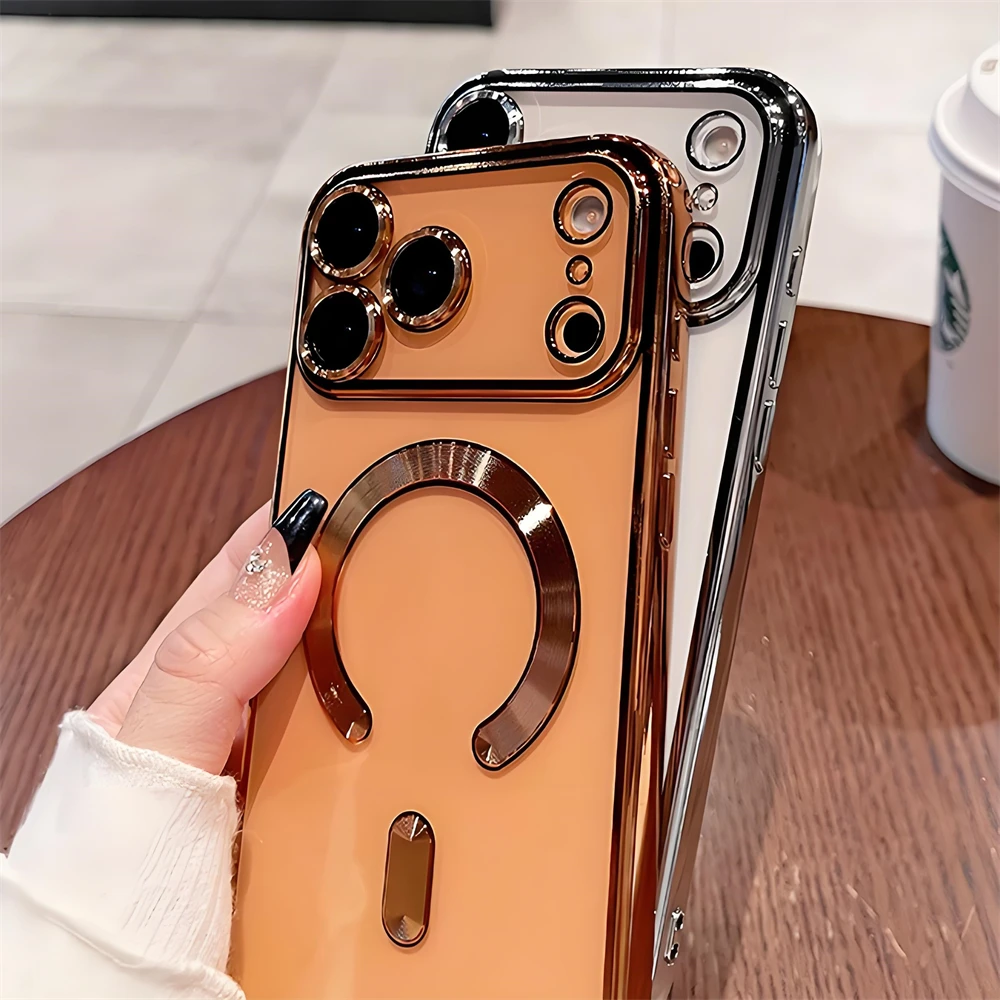Luxuriöse, stoßfeste Silikon-Magnet-Hülle mit Beschichtung für iPhone 17 16 15 14 13 12 18 Pro Max, kompatibel mit Magsafe kabelloser Ladung, transparente Abdeckung – Detail 7