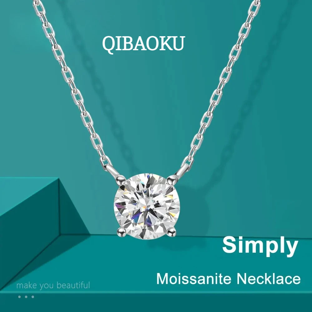 QIBAOKU D VVS1 Moissanite Necklaces for Women Solitaire Pandent Diamond GRA Certified s925 Silver 18k Dainty Necklace 2026