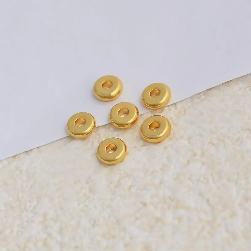 Anlaufbeständige, vergoldete Messing-Flachperlen, 50 Stück, Schmuckzubehör für die Herstellung von DIY-Armbändern und Schmuck. – Detail 4